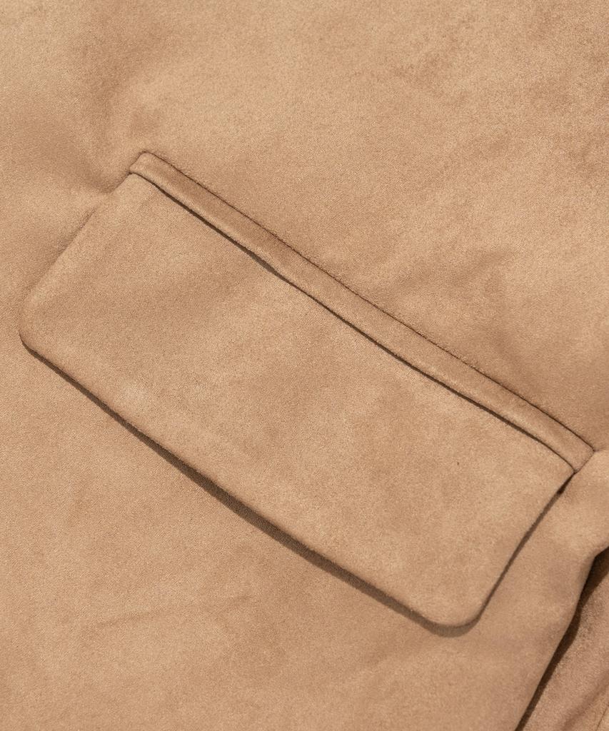 Roidesrois Collar-Detailed Suede Button-Up Jacket (Beige)