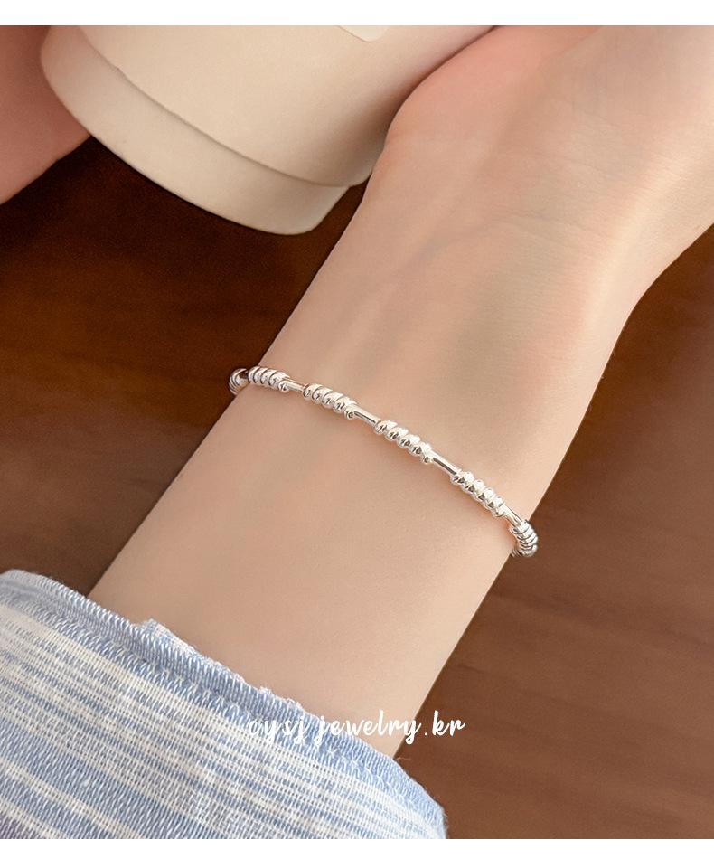 Cui Yan S925 Sterling Silver Korean Twist Bracelet for Women - Simple, Versatile, Open Cuff Design.