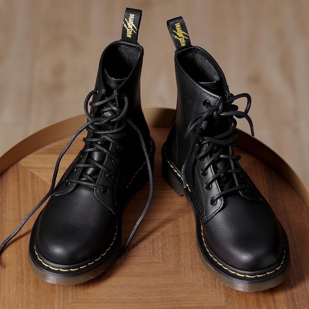 

High-end new British fashion trend Goodyear retro leather first layer cowhide Martin boots men s and women s leather shoes 39 чёрный