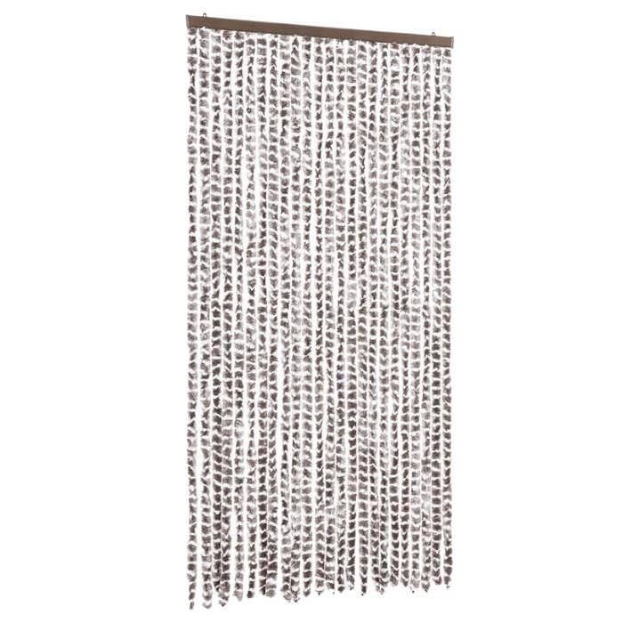 VidaXL Fly Curtain, Insect Screen with Hook, Door Curtain Adjustable Length and Width, Taupe and White 377405
