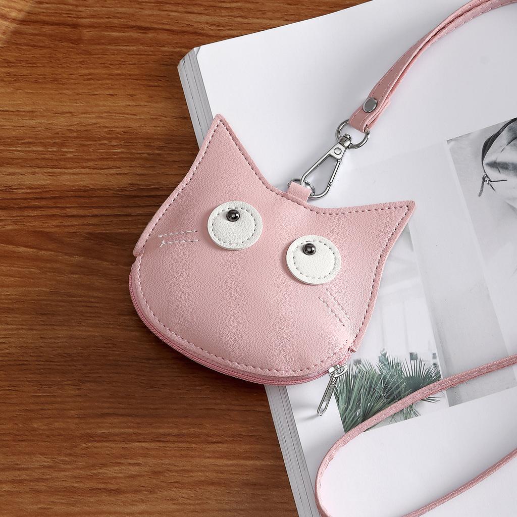 Cute Cartoon Ghost Coin Purse PU Leather Zipper Wallet Mini Keychain Pouch Small Change Purse for Women Girls
