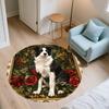 Rose Dog,Round Area Rug,Carpet Rug for Living Room Bedroom Sofa Playroom Decor,Non-slip Floor Mat