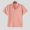 INCERUN S-5XL Men Lapel Short Sleeve Texture Buttons Casual Loose Shirts