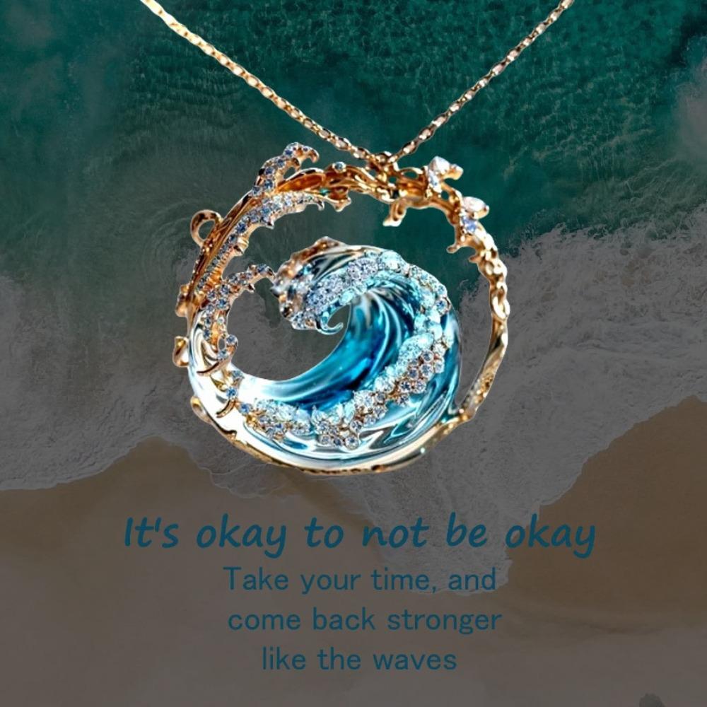 Buy Resin Crafts Wave Pendant Necklaces Blue Necklace High Quality