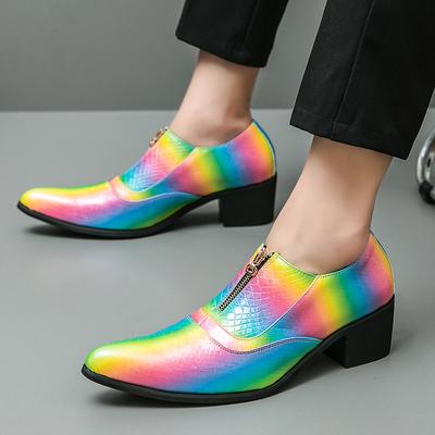 Exklusiva Herrbröllopsskor Högklackade Lyxiga Klänningsskor Herrfestskor Trendiga Färgglada Spetsiga Skor Fri Frakt