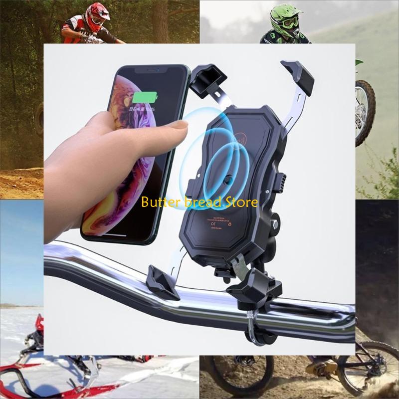 W89C Motorcycle Phone Mount Wireless/USB Handlebar/ Rear-View Mirror Holder