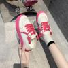 Thin Breathable Canvas Shoes for Women's 2025 Autumn New Student Casual Board Shoes Rose Red Foot Stepping Two Wearing White Shoes