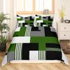 Feelyou Geometrisches Bettwäsche-Set Queen-Size Grün Schwarz Grau Bettbezug-Set für Jungen Mädchen Teenager Rechteck Quadrat Bettbezug Modern Abstrakt