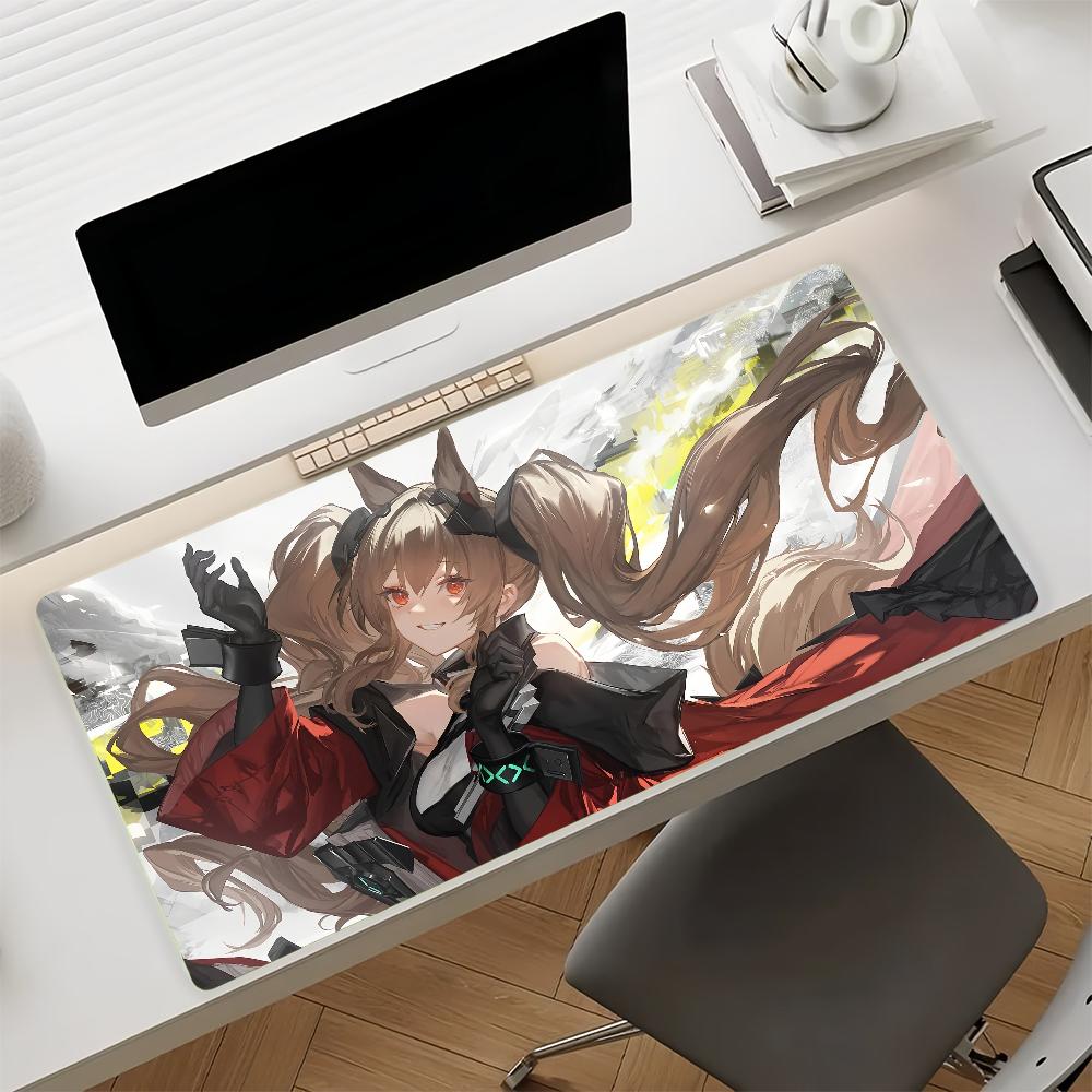 Gaming Mouse PadLarge Desk MatAntislipStitched EdgesRed Black Cat Ears Anime Girl Print Keyboard Pad for Gamer Home Office