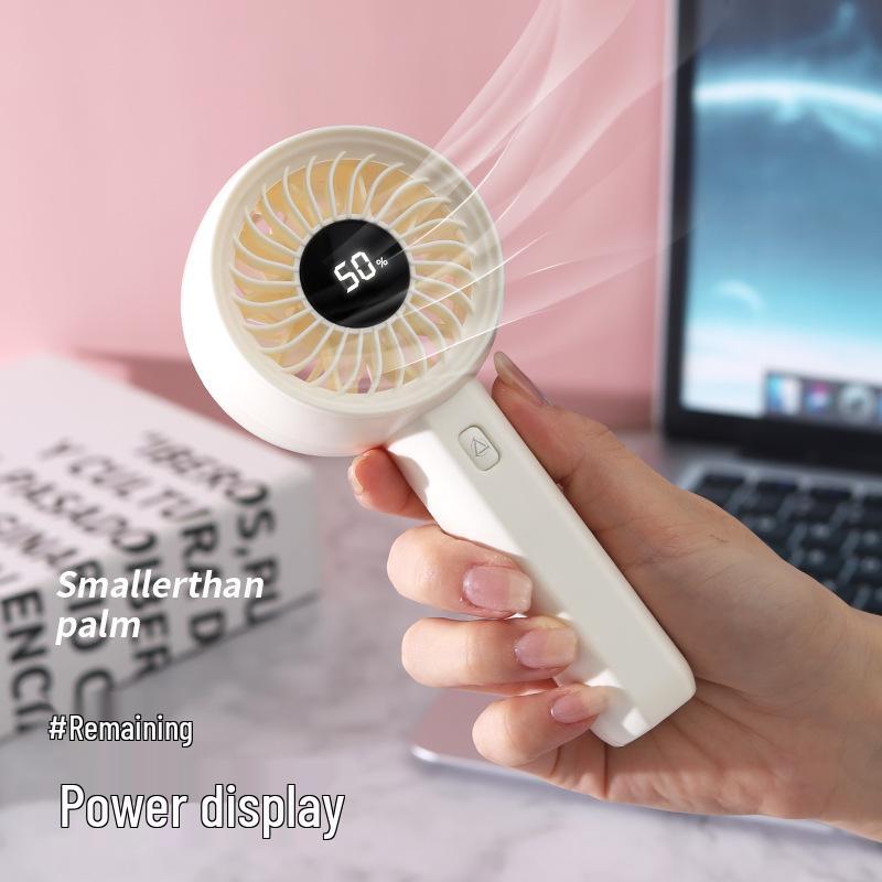 Portable Rechargeable USB Mini Fan with Digital Display and Strong Wind