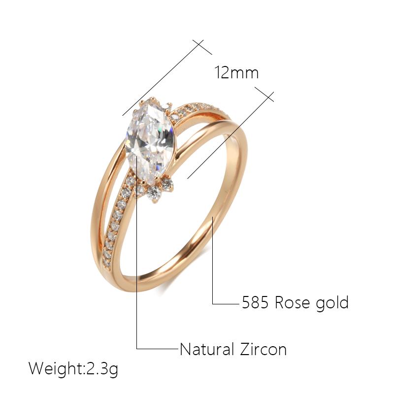 Simple Rhombus Natural Zircon Finger Rings For Women Rose Gold Color New In Rings Charm Daily Fine Wedding Jewelry