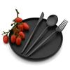 6/30Pcs Matte Black Cutlery Set Stainless Steel Knife Fork Spoon Dinnerware Flatware Kitchen Tableware Set Party Hotel Supply