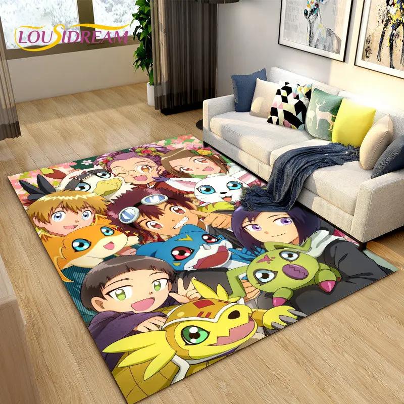 Digimon Adventure Cartoon Area Rug Large,Carpet Rug for Living Room Bedroom Sofa Doormat Decoration, Non-slip Floor Mat Cover 3D