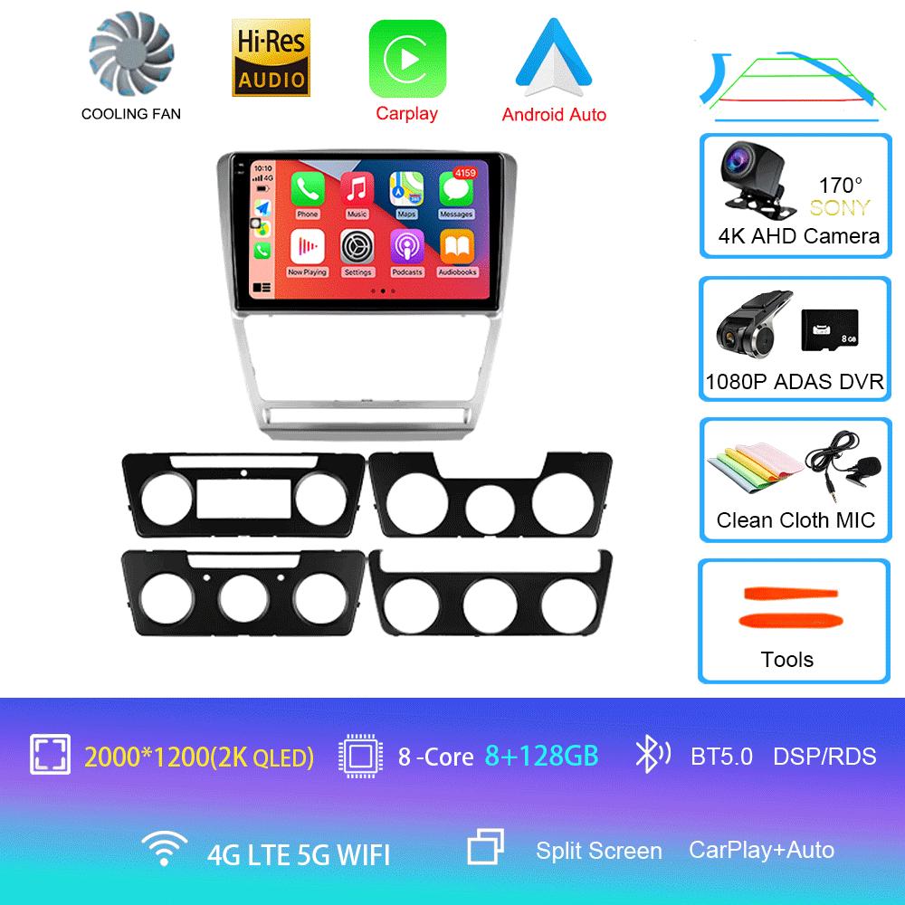 Car Radio Android 14 for Volkswagen Skoda Octavia 2 A5 2007 - 2014 Multimedia Video Player Navigation 2Din Carplay DVD Head Unit