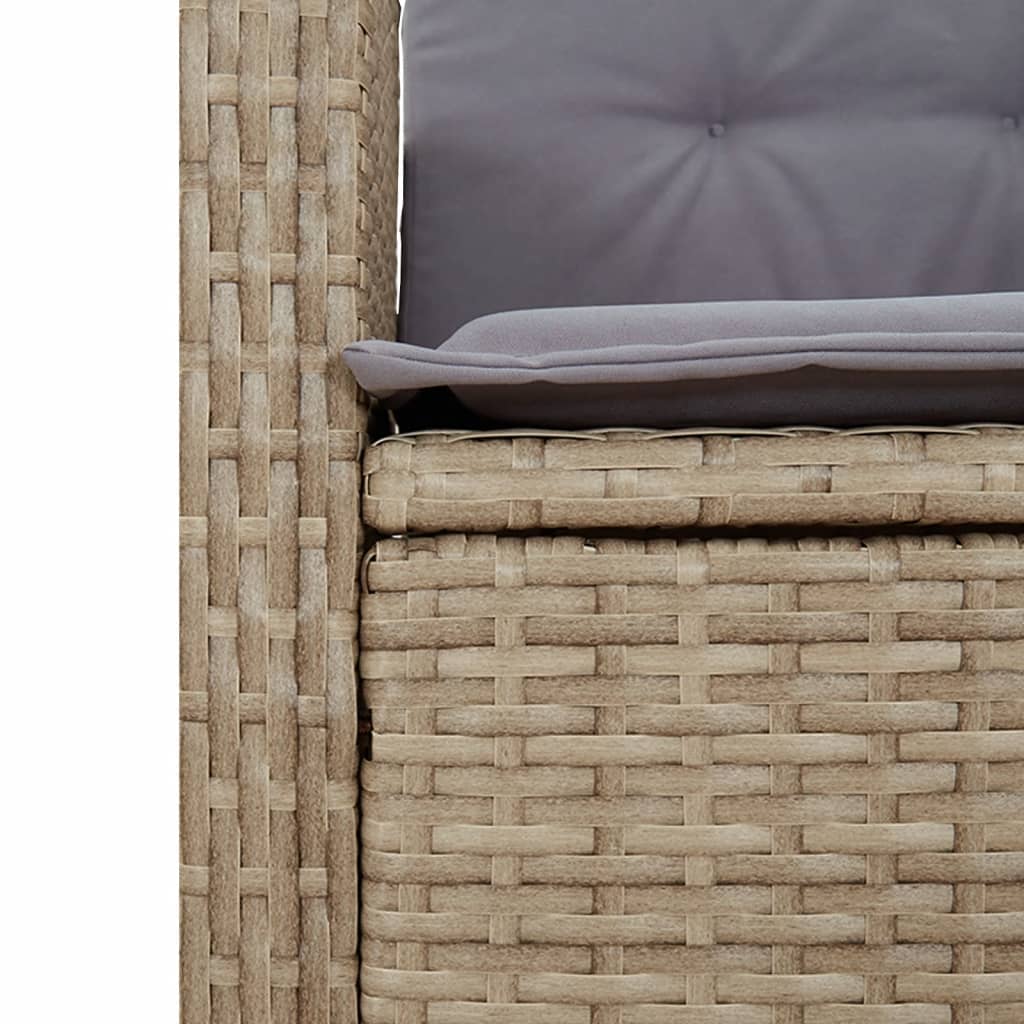 5 Piece Outdoor Dining Set with Cushions Beige Poly Rattan