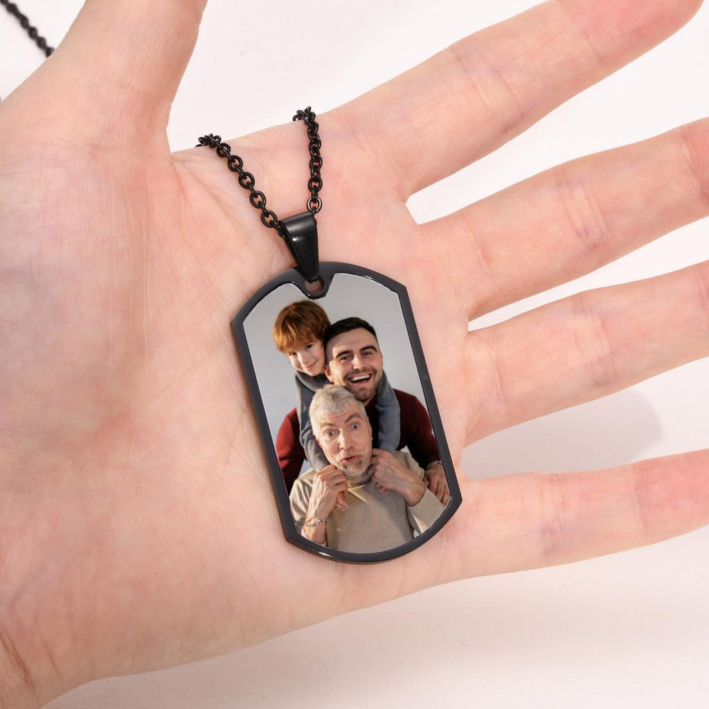 Men Personalize Engrave Name Custom The Photo of Family Pendant Necklaces,Picture Words Date Pendant Dogtag,Love Keepsake Gifts