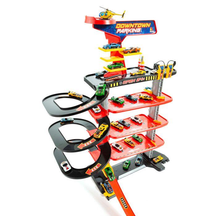 Molto Garage de Jouet Downtown 5 Étages XL avec Rampe en Spirale. Garage avec Station-Service et rampes. Jouet pour enfants