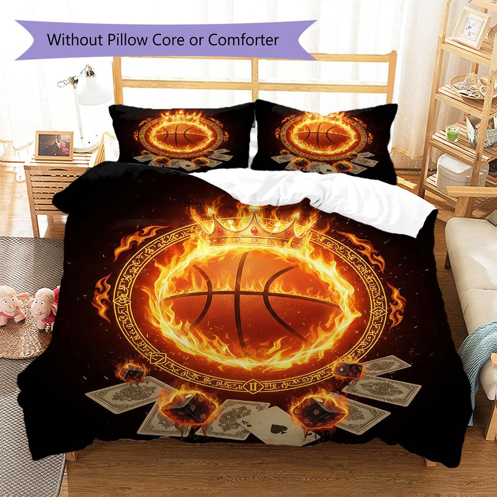 Brennende Kugel Muster Bettwäsche Steppdecke Set Bettbezug Kissenbezug Heimdekoration Geburtstagsgeschenk (1 Bettbezug + 2 Kissenbezüge, ohne Füllung)