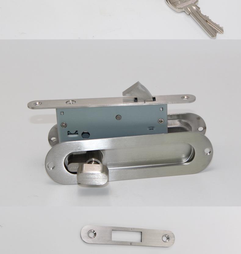 Brushed Stainless Steel Recessed Sliding Door Hook with Oval Hidden Pull Handle for Interior Doors