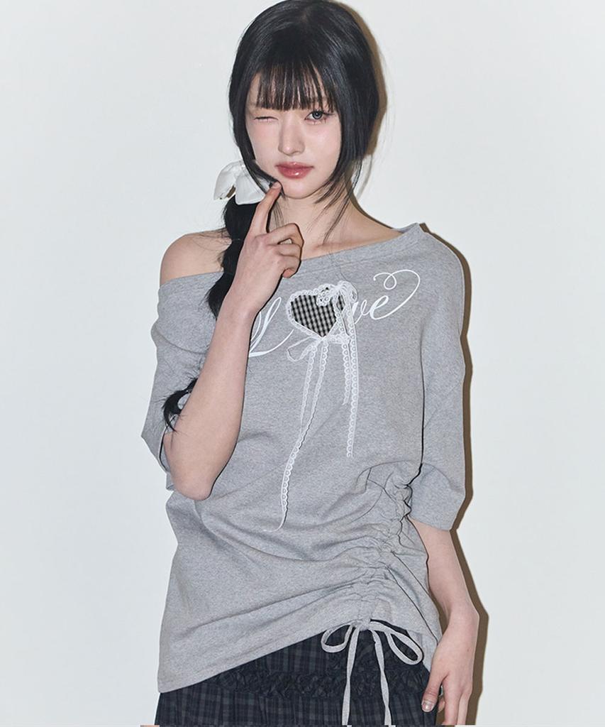 ILLIGO Love One-Shoulder Oversized T-Shirt Melange