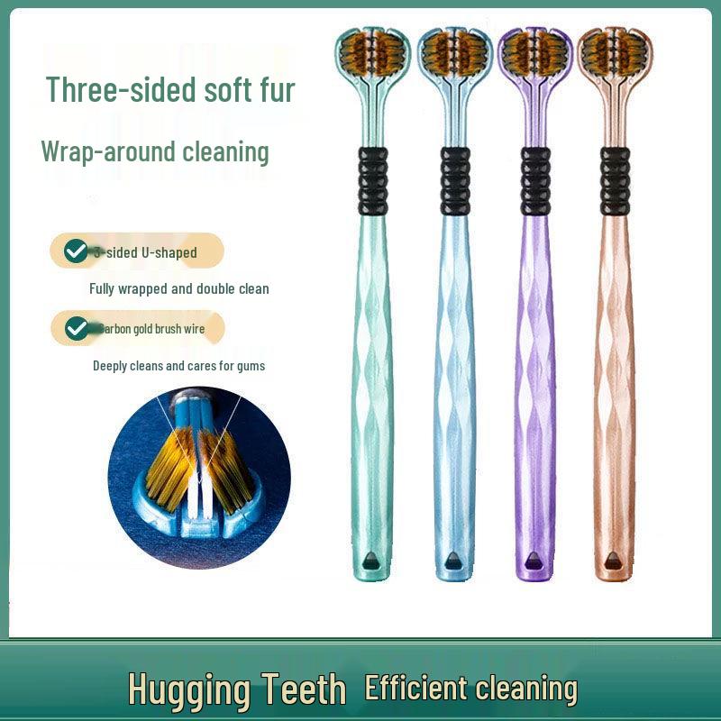 

Tri-Head Soft Adult Toothbrush with Tongue Scraper - Family Pack