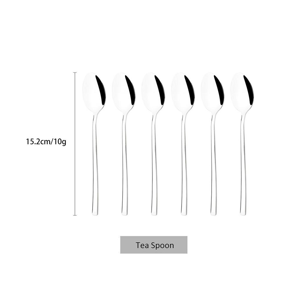 6Pcs White Gold Spoon Cutlery Set Stainless Steel Coffee Tea Spoon Dinnerware Coffee Spoon Flatware Kitchen Silverware