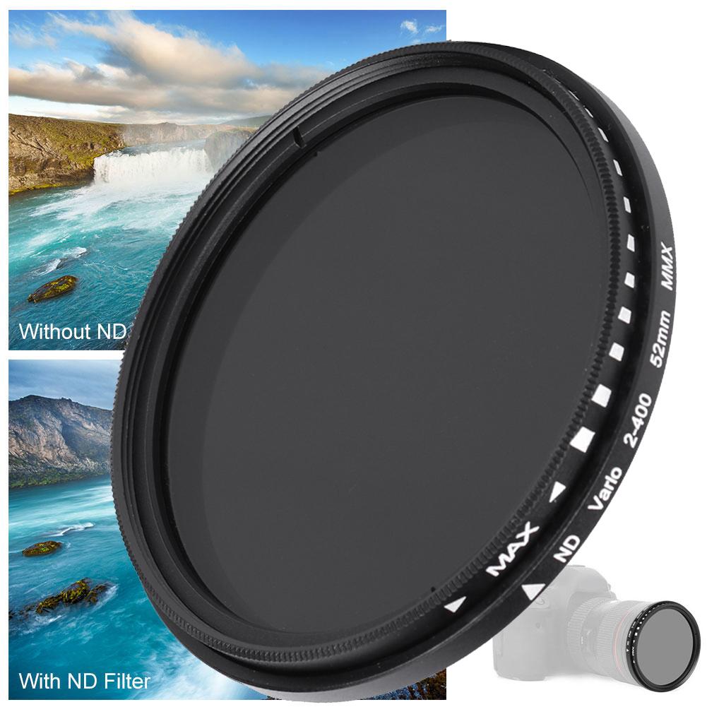 Junestar 52MM Neutral Density Lens ND Filter ND2‑ND400 Adjustable for SLR Mirrorless Camera Lens