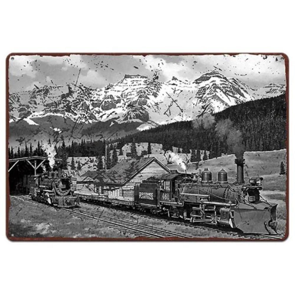 Metal Poster Classic Train Railway Landscape Wall Art Garage Home Decor