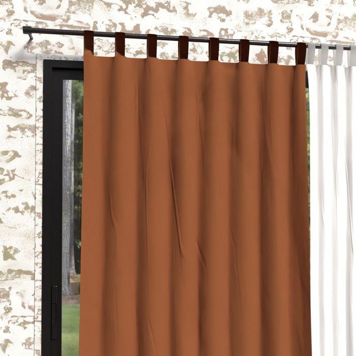 Rideau à pattes en microfibre lavée 135x250 cm BOHEME terra, par Soleil d'Ocre