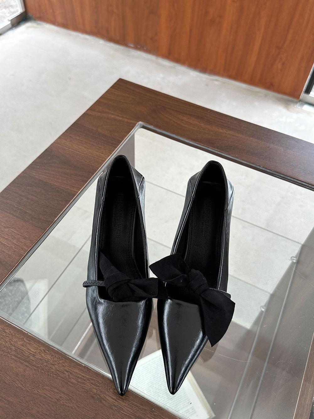 

Французские туфли на высоком каблуке с острым носком, одинарные туфли на маленьком каблуке, женская обувь 2024 года, весна-осень, новые женские туфли Мэри Джейн, темперамент, рабочая обувь на тонком каблуке 34 чёрный