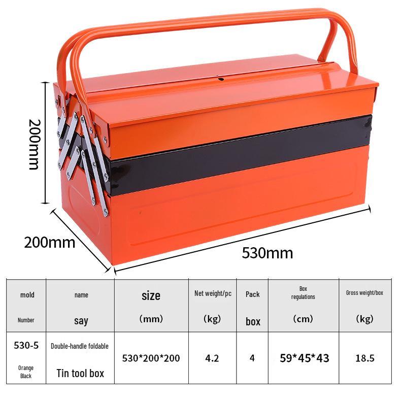 Dual-Handle Folding Metal Toolbox for Car and Auto Repair