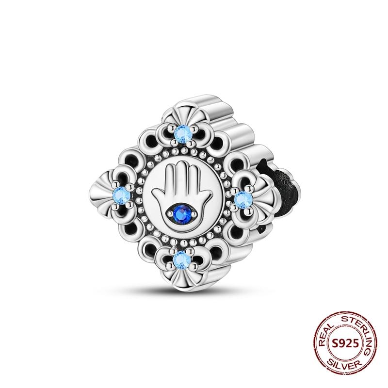 Teufelsaugen Anhänger 925 Kupfer Original Hand von Fatima Blauer Zirkon Kreuz Blaue Augen Charms Passend für Armband DIY Herstellung Zirkon Geschenk