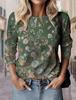 3D Print Floral Graphic Women's T Shirt Long Sleeve Tops Basic Design Fashion Round Neck Regular Fit Y2K Sweatshirt For Girls