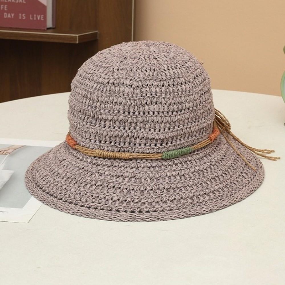 Wide Brim Sunscreen Bucket Hat Large Fisherman Hat Elegant Straw Weave Sun Hat Outdoor