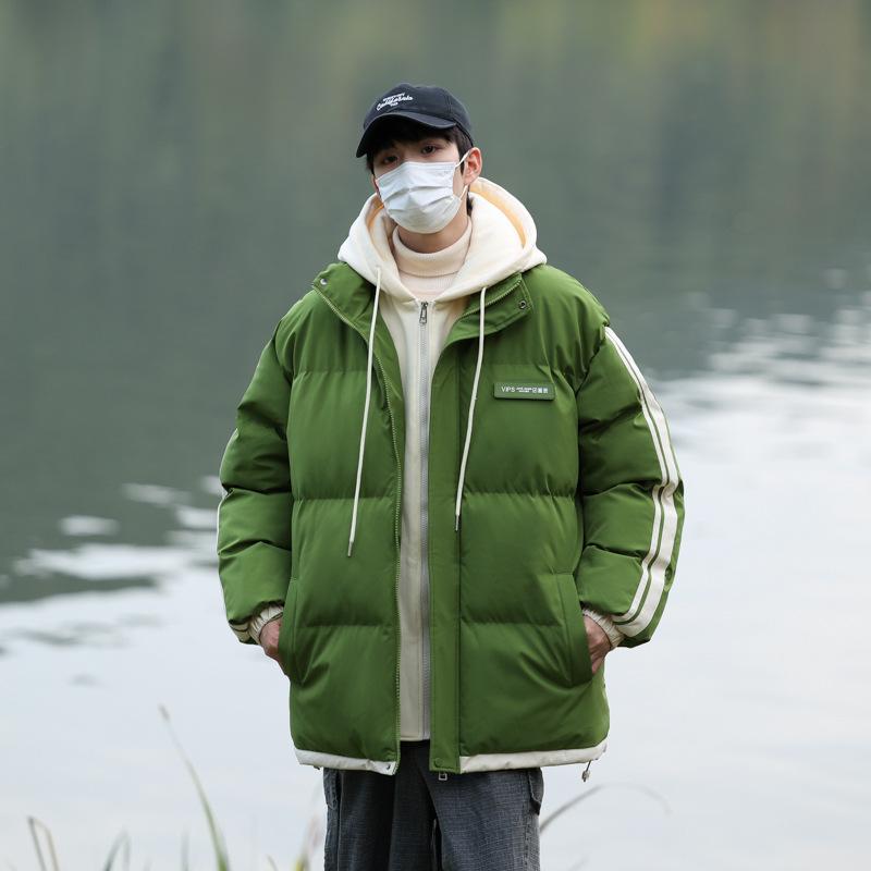 Fake Two-piece Cotton Clothes Men's 2025 Winter New Couple Hooded Cotton-padded Clothes Korean Thermal Jacket Men