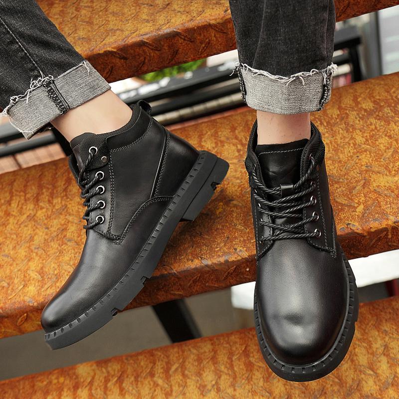 Fashion New Warm Winter Boots for Men Genuine Leather Fashion Lace-Up Walking Shoes 2024 High Quality Male Comfortable Motorcycle Boots