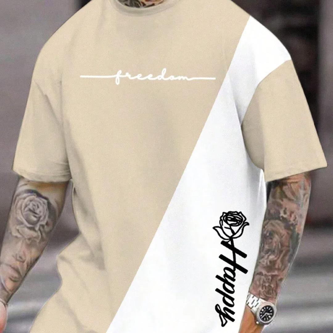 

Футболка для мужчин, одежда, модные футболки с 3D принтом букв и цветов, футболка в стиле Харадзюку с короткими рукавами, повседневная мужская одежда большого размера, топ 6XL