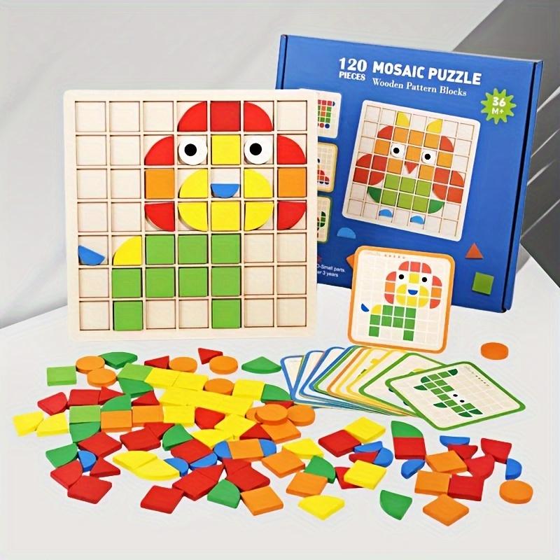 

Набор 3D-мозаики из 120 предметов - деревянные игрушки, разные цвета и формы, строительные блоки - идеально подходит для подарков на дни рождения, Рождество, Хэллоуин и Новый год Wooden Mosaic Puzzle