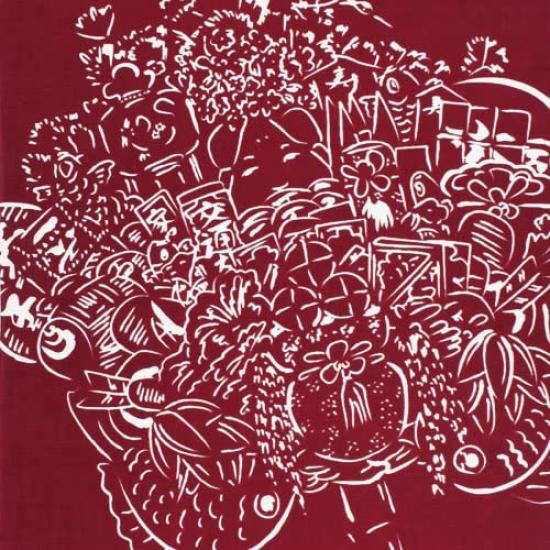 Anbo Dyeing Hand Towel no Ichi Authentic Dyed Cotton Tokuoka Made in Japan 35cm x 100cm "Tori (Crimson)" 100%