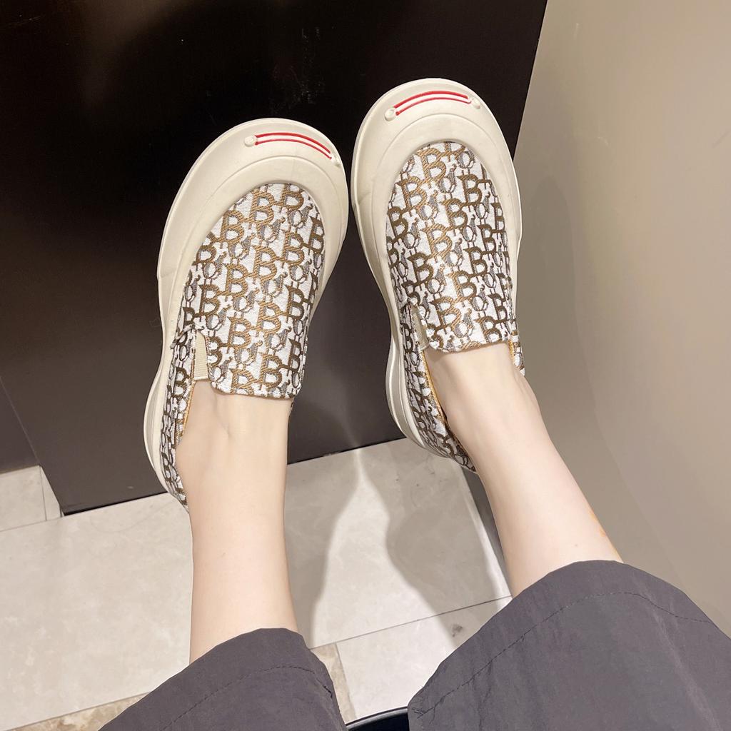 2025 New Women's Shoes One-pedal Flat-soled Single Shoes Cloth Shoes Fashion Casual Canvas Shoes