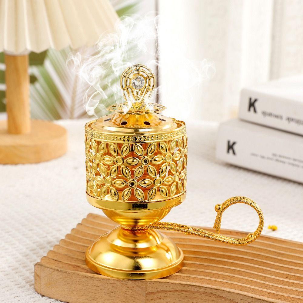 Decorative Gold Aromatherapy Furnace Traditional Metal Incense Stove  Living Room