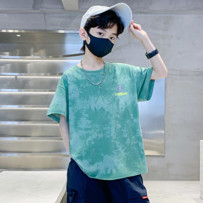 Children's Clothing Short Sleeved T-shirt Summer Tie Dye Printed Trendy Children's Baby Half Sleeved Top