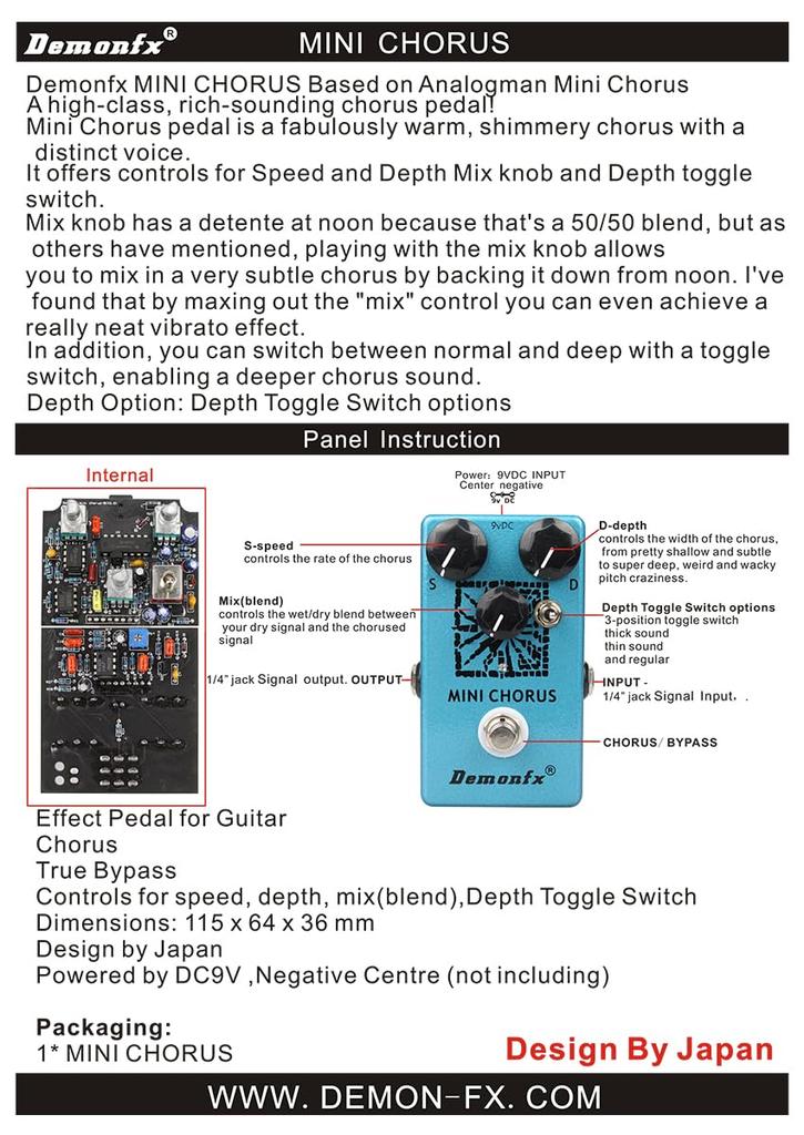 Demonfx MINI MINI CHORUS Clone Man Mini Chorus Analog Chorus Chorus Effektgerät CHORUS/ANALOG.MAN (Analoger Klon)