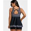 Elegant Womens Fashion Plus Size V Neck Skirted Print Front Tankini Swimsuit