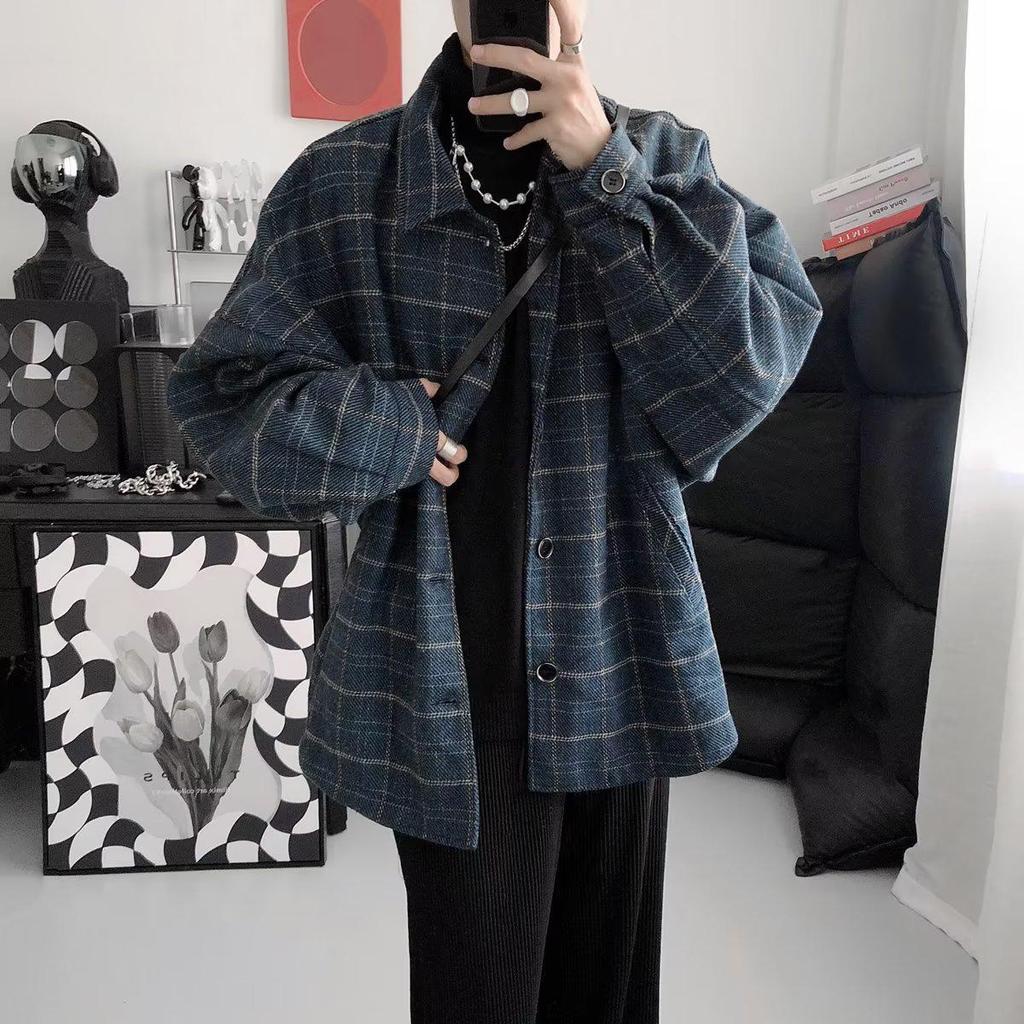 Men's Retro Corduroy Color Block Plaid Jacket - Spring & Autumn Long Sleeve Top