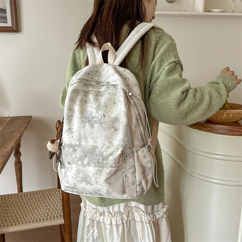 Zaino da Donna con Stampa Stelle e Luna – Carino Design Cosmico Borsa da Scuola con Tasche Multiple e Spallacci Regolabili – Perfetto per l'Uso Quotidiano