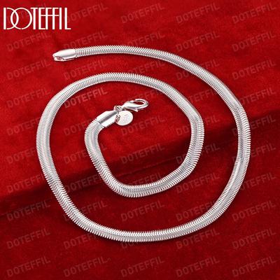 Argento Sterling 925 intarsiato con catena a serpente da 6 mm, gioielli da sposa alla moda