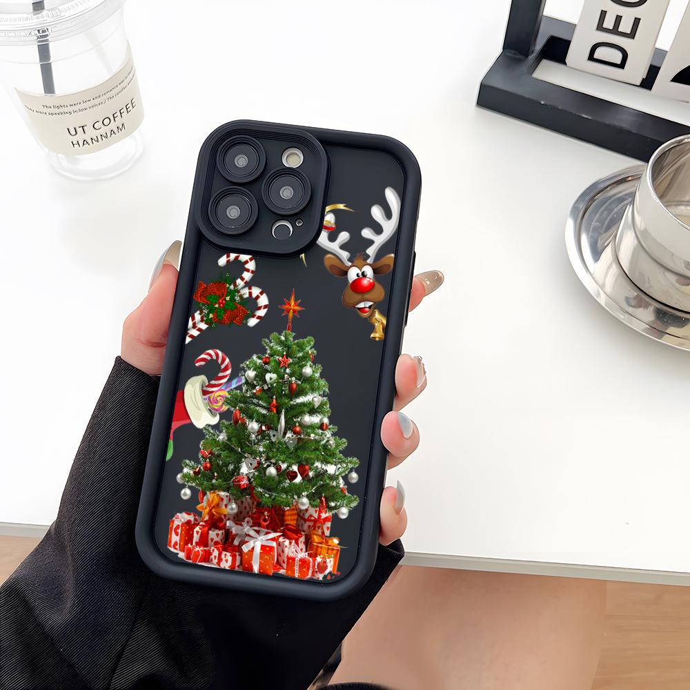 Coque de téléphone Père Noël Arbre de Noël Silicone Souple Pour IPhone 17 16 15 14 13 12 Mini 11 Pro Max Plus Protection Objectif Caméra Cov