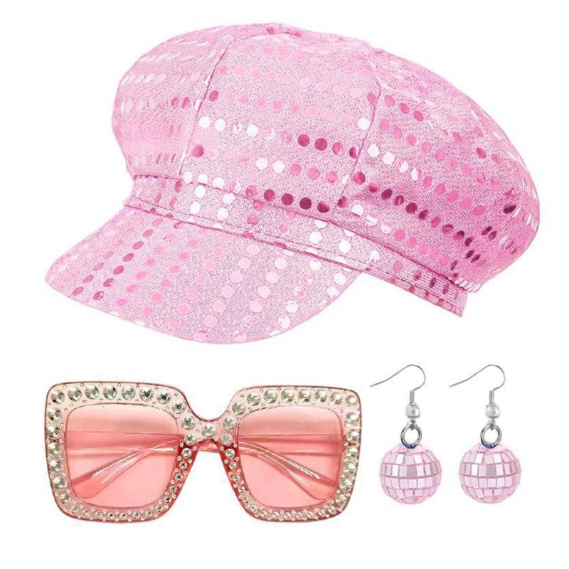 3Pieces Disco 50s 60s 70s 80s Set Rockstars Cool Outfits for Halloween Birthday Party Costume Dressing Up Accessories