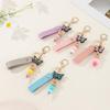 Personalized PU Leather Birthday Flower Name Keychain Pendant